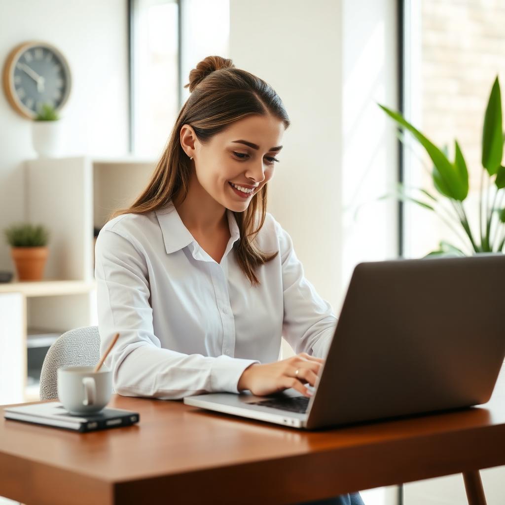 Woman completing an online finance application on her laptop